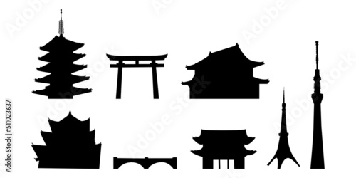 Tokyo attractions. Tokyo Silhouette illustration. City silhouette. Vector illustration photo