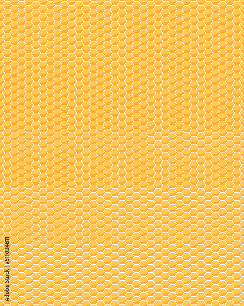 Honeycomb cells texture. Vector honey concept vertical background.