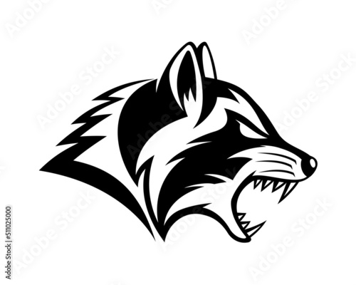 Animal raccoon icon isolated on white background.