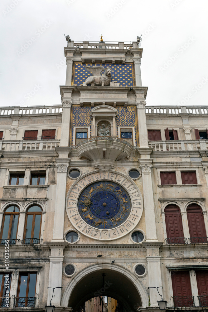 The Clocktower with the archway into the Mercerie leading to the Rialto in Venice