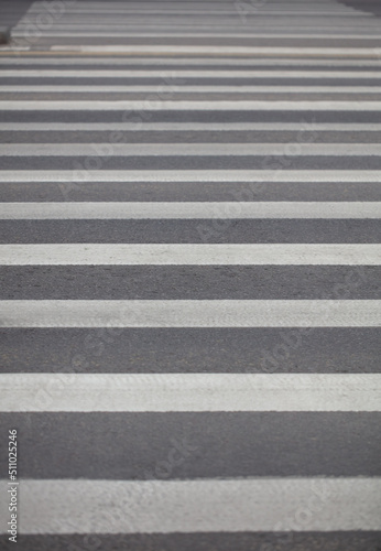 White stripes on the crosswalk.