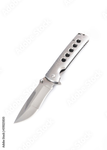 folding pocket knife on white background