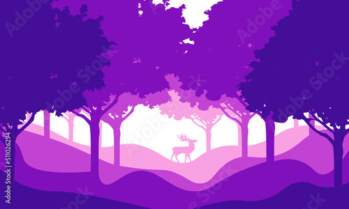 Canvas Print Beautiful landscape with mountains wild animals, forest