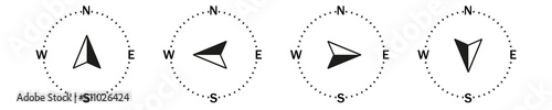 Set of vector compass icons. Compass set of symbols. Stock vector. eps10