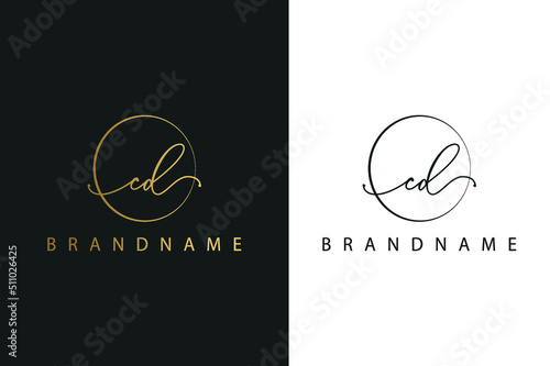 C D CD hand drawn logo of initial signature, fashion, jewelry, photography, boutique, script, wedding, floral and botanical creative vector logo template for any company or business.