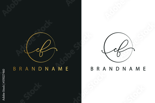 C F CF hand drawn logo of initial signature, fashion, jewelry, photography, boutique, script, wedding, floral and botanical creative vector logo template for any company or business