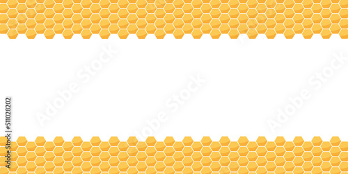 Honeycomb cells texture. Vector honey concept horizontal background with space text.	