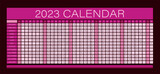 2023 Year Wall Calendar Magenta Color- Full Editable - Vector