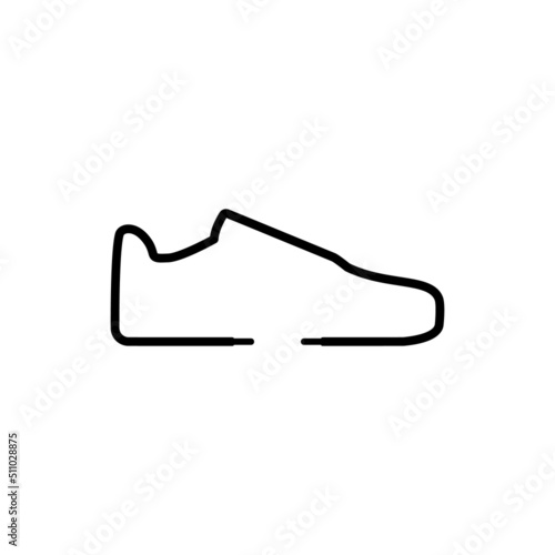 Sneakers logo design with laces. Simple minimal icon. Line and outline style. Abstract Vector illustration on white background.