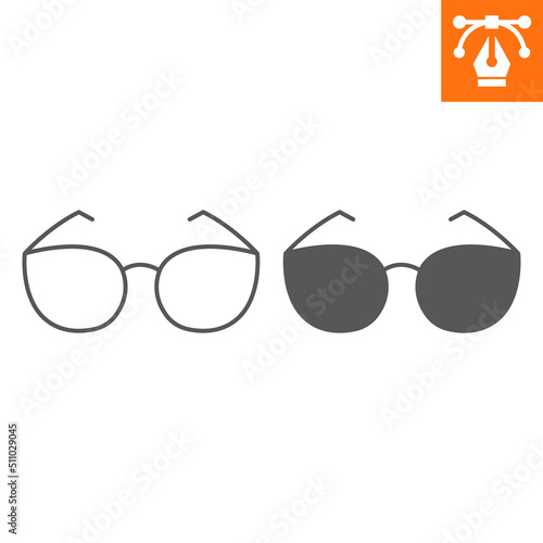 Sunglasses line and solid icon, outline style icon for web site or mobile app, optical and vision , specs vector icon, simple vector illustration, vector graphics with editable strokes