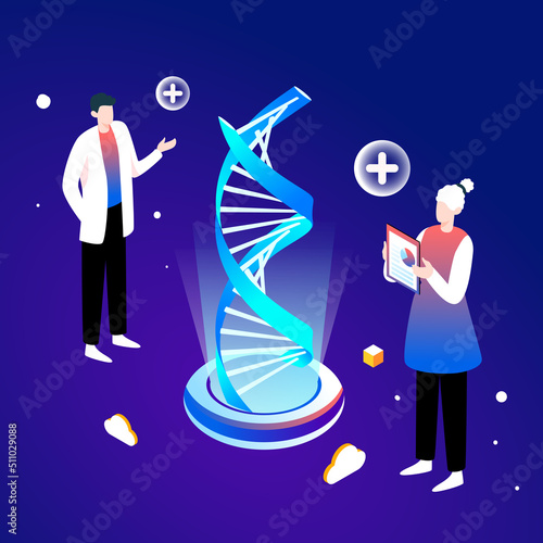 People are developing new drugs, technology medical treatment, vector isometric illustration