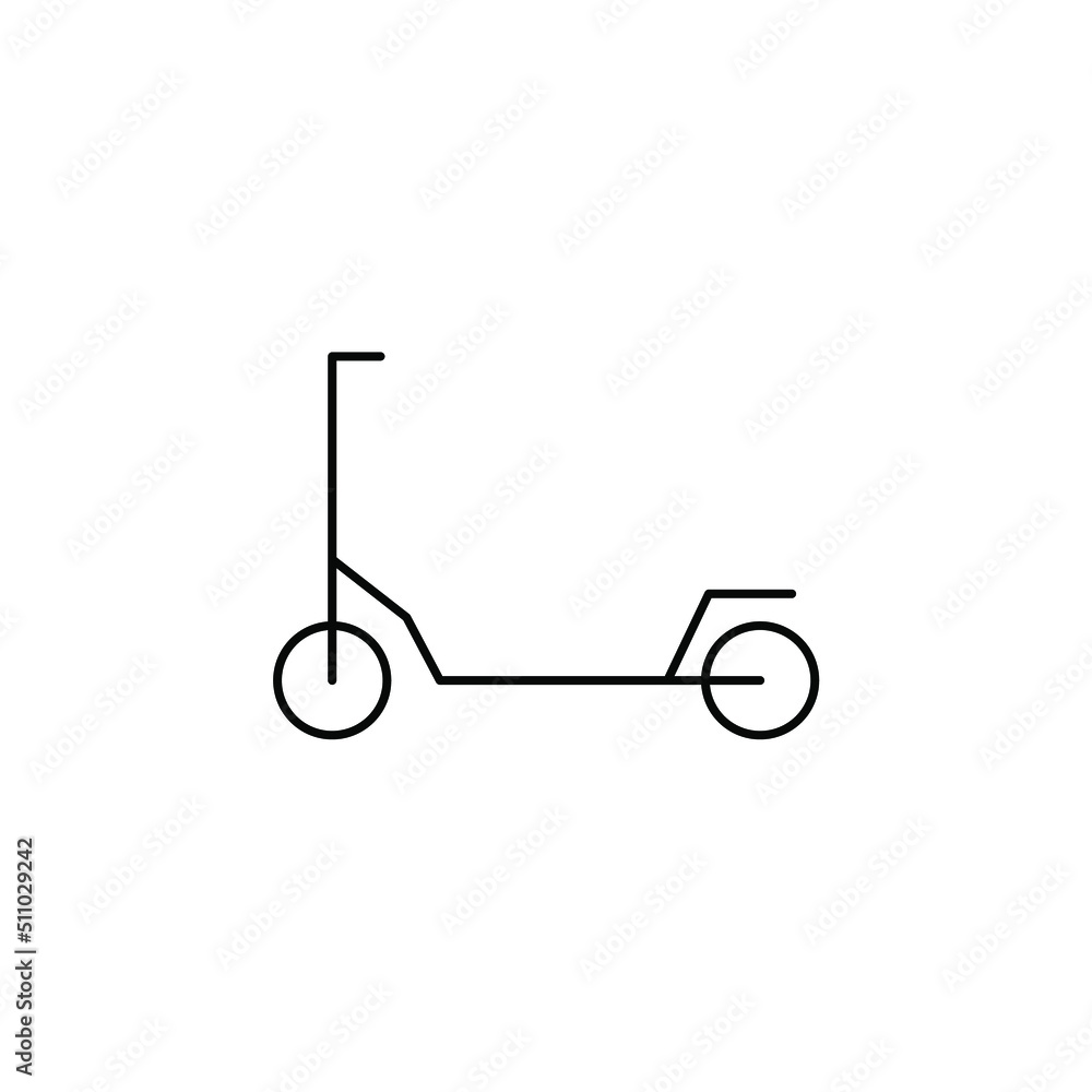 Scooter, Kick Scooter Thin Line Icon Vector Illustration Logo Template. Suitable For Many Purposes. Scooter, Kick Scooter Thin Line Icon Vector Illustration Logo Template. Suitable For Many Purposes.