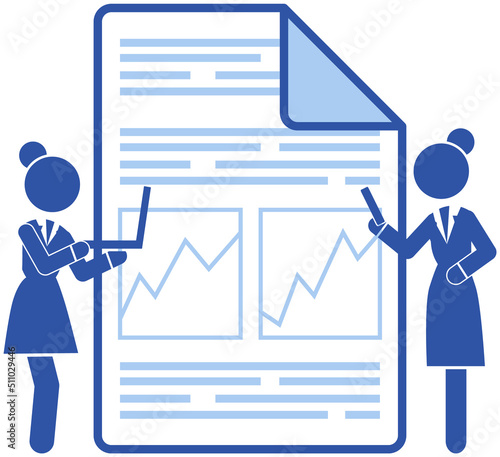 Analytics and development statistics. Web analysis measure, product testing technology. Woman analyses digital report. Statistical indicators and data on diagram. Graphic information visualization