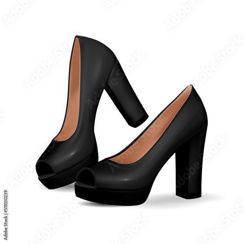 Women`s platform shoes on a white background. Classic women shoes.