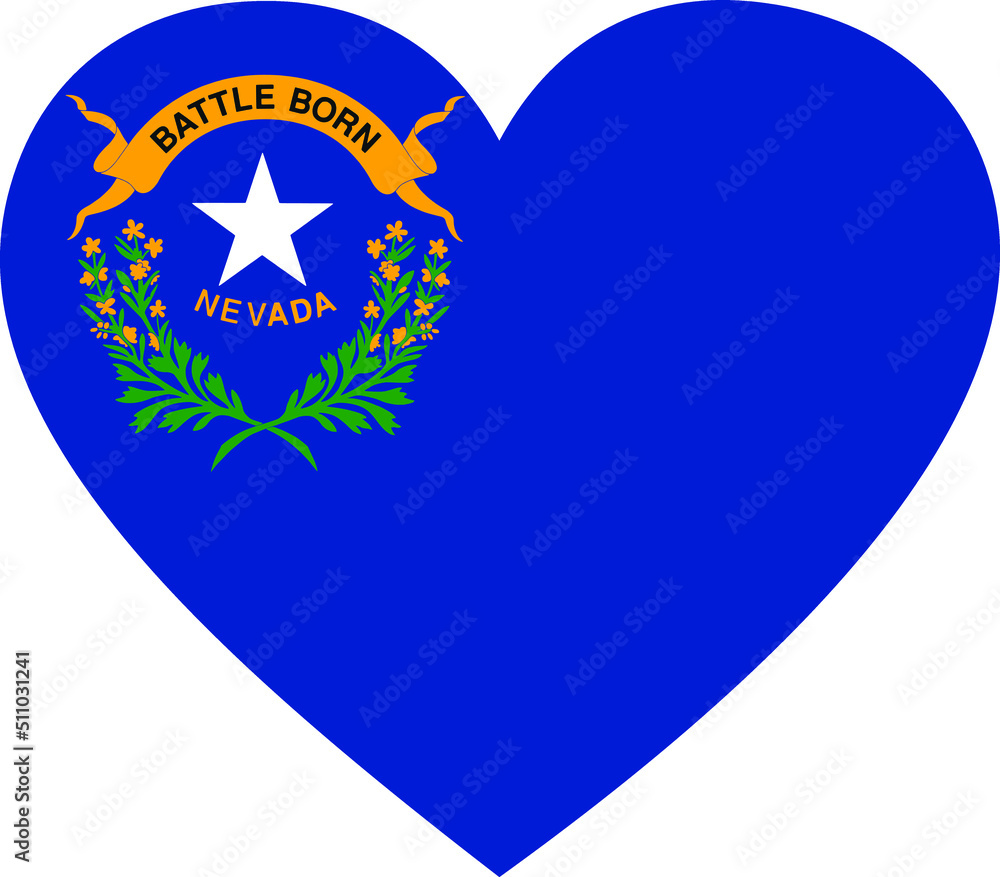 Flag of US federal state of Nevada within a heart shape Flag of US federal state of Nevada within a heart shape