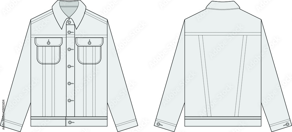 Illustration of denim jacket/ technical art Illustration of denim jacket/ technical art