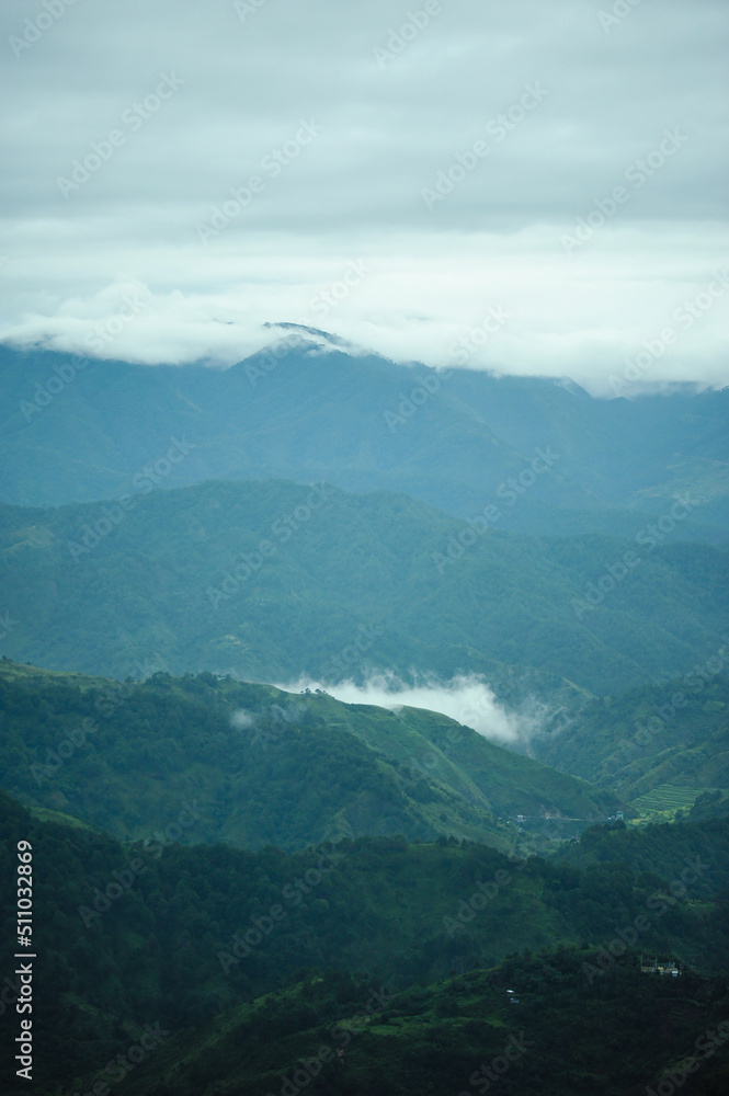 Mountain Province, Philippines: clouds blanketing the Cordillera Mountain Range from Kiltepan Viewdeck. Early morning in Sagada.