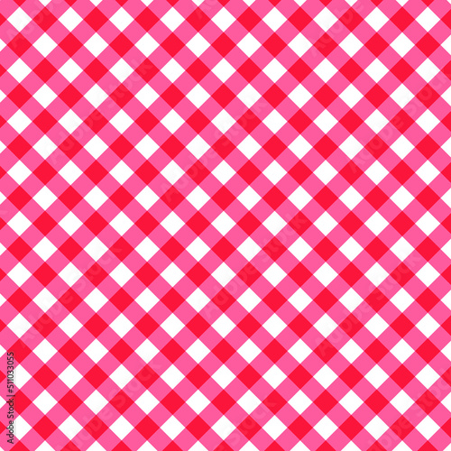 Red Gingham seamless pattern. Texture from rhombus, squares for - plaid, tablecloths, clothes, shirts, dresses, paper, bedding, blankets, quilts and other textile products. Vector illustration.