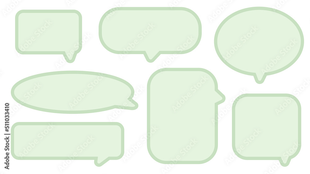 collection of cute pastel green speech bubble, conversation box, chat box, message box and thinking box illustration on white background perfect for your design collection of cute pastel green speech bubble, conversation box, chat box, message box and thinking box illustration on white background perfect for your design
