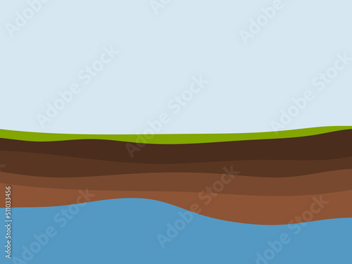 Geological subsurface. Layered soil and groundwater.