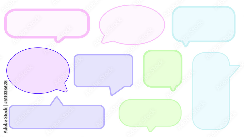 collection set of cute pastel colorful speech bubble, conversation box, chat box, message box and thinking balloon illustration on white background perfect for your design collection set of cute pastel colorful speech bubble, conversation box, chat box, message box and thinking balloon illustration on white background perfect for your design