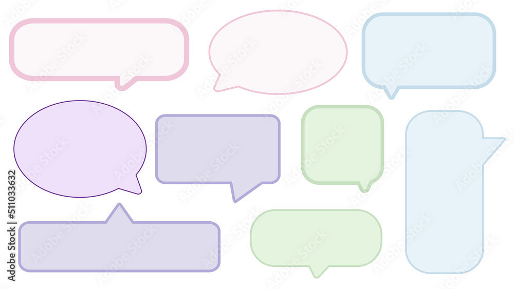 collection set of cute pastel colorful speech bubble, conversation box, chat box, message box and thinking balloon illustration on white background perfect for your design collection set of cute pastel colorful speech bubble, conversation box, chat box, message box and thinking balloon illustration on white background perfect for your design