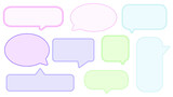 collection set of cute pastel colorful speech bubble, conversation box, chat box, message box and thinking balloon illustration on white background perfect for your design