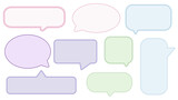 collection set of cute pastel colorful speech bubble, conversation box, chat box, message box and thinking balloon illustration on white background perfect for your design