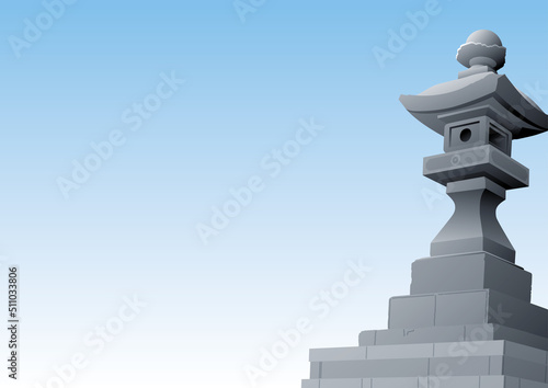 石灯籠　日本の伝統的な石造りの照明　青空