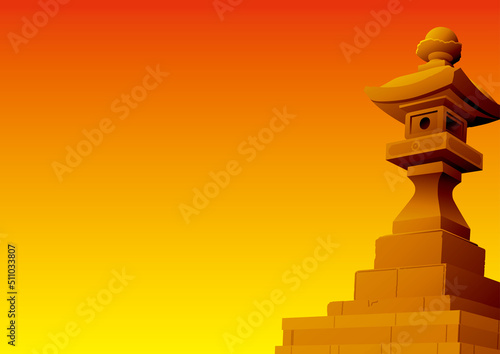 石灯籠　日本の伝統的な石造りの照明　夕暮れ