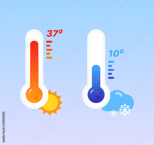 Thermometer Icon For Hot And Cold Temperature