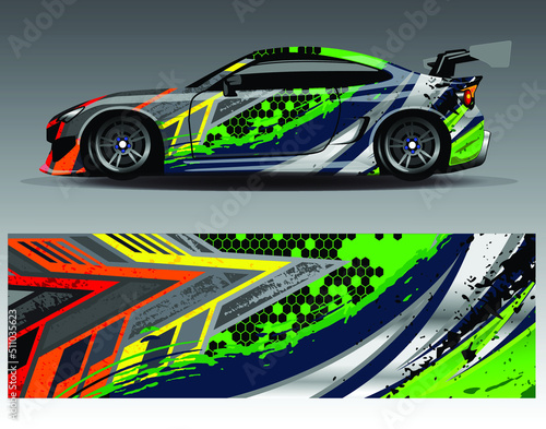 Car wrap design vector  truck and cargo van decal. Graphic abstract stripe racing background designs for vehicle  rally  race  adventure and car racing livery