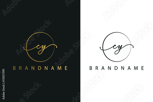 C Y CY hand drawn logo of initial signature, fashion, jewelry, photography, boutique, script, wedding, floral and botanical creative vector logo template for any company or business.