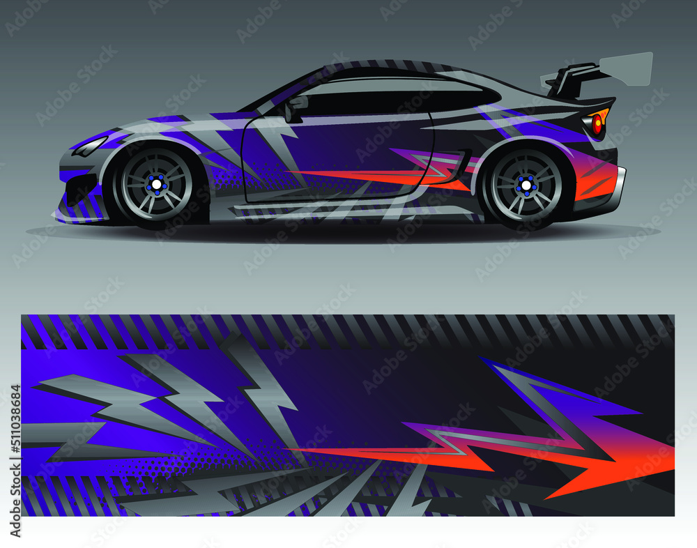 Car wrap design vector truck and cargo van decal. Graphic abstract stripe racing background designs for vehicle rally race adventure and car racing livery Car wrap design vector truck and cargo van decal. Graphic abstract stripe racing background designs for vehicle rally race adventure and car racing livery