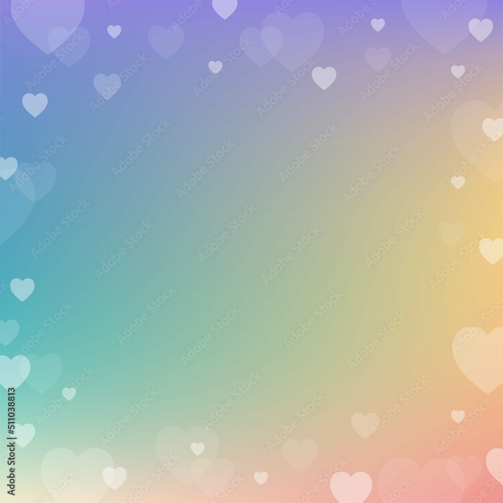 rainbow cute heart pastel bokeh background