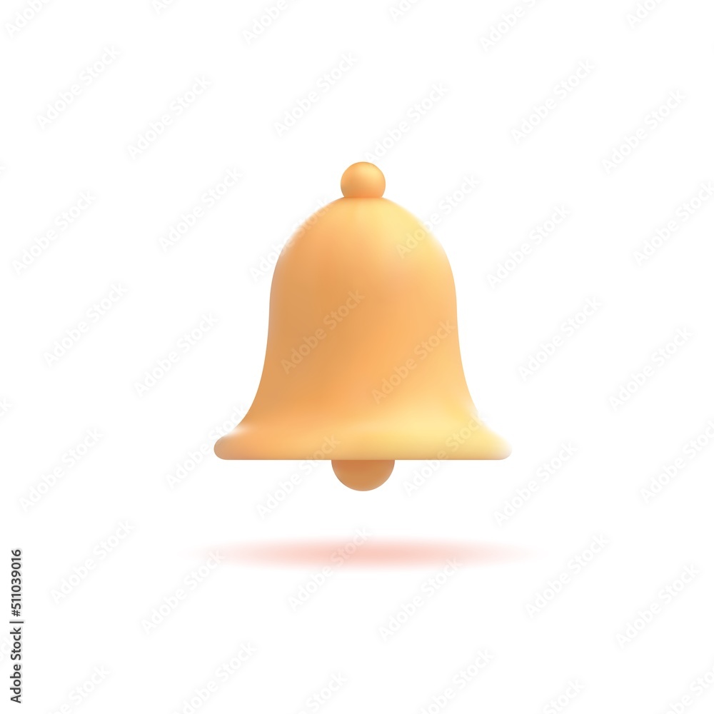3d notification bell, social media icon, alert or reminder isolated on white background. Vector illustration 3d notification bell, social media icon, alert or reminder isolated on white background. Vector illustration