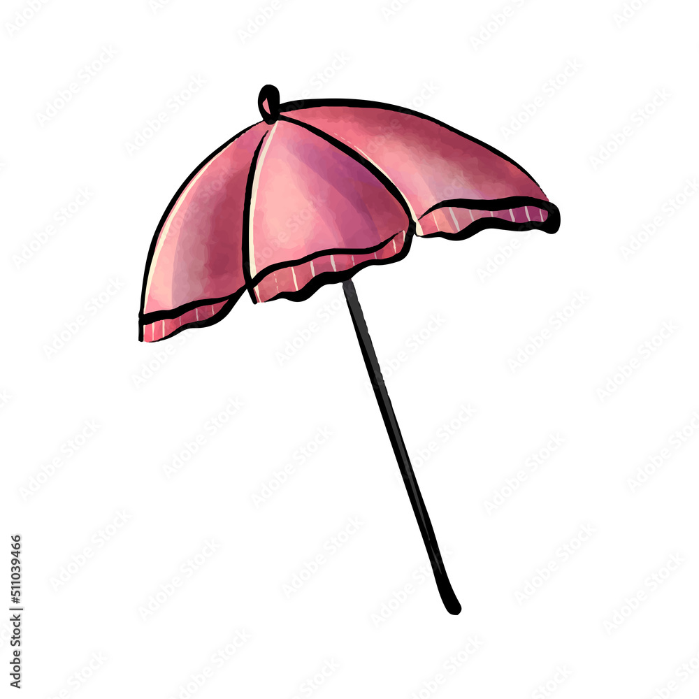 Summer beach umbrella, umbrella isolated on white background Summer beach umbrella, umbrella isolated on white background