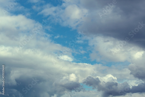 Panoramic fluffy cloud in the blue sky.