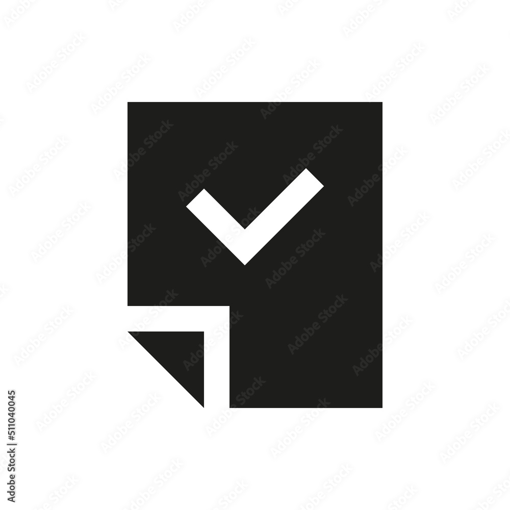 File with check mark solid icon. Document created successfully glyph vector symbol. File with check mark solid icon. Document created successfully glyph vector symbol.