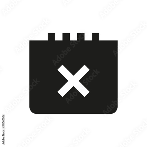 Cancel calendar solid icon. Cancel reservation glyph vector symbol.