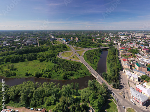 panoramic views from the drone of the city blocks of Kostroma