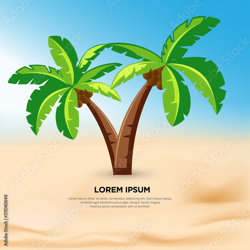 Fresh palm tree design isolated on beach background vector