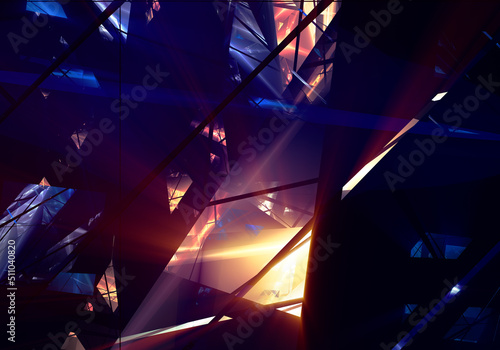 Abstract fractal art background which perhaps suggests a collapsing burning building at night.