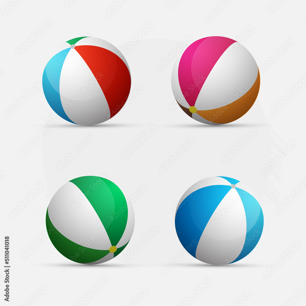 Obraz premium Collection of beach ball cartoon design icon vector.