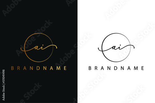 A I AI hand drawn logo of initial signature, fashion, jewelry, photography, boutique, script, wedding, floral and botanical creative vector logo template for any company or business.