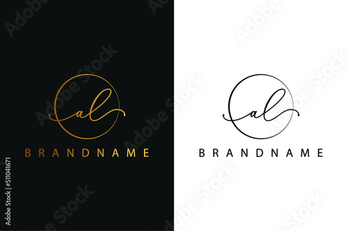 A L AL hand drawn logo of initial signature, fashion, jewelry, photography, boutique, script, wedding, floral and botanical creative vector logo template for any company or business.