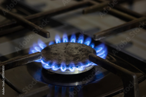 Burning gas burner. Gas in the house. Utilities