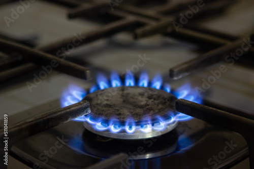 Burning gas burner. Gas in the house. Utilities