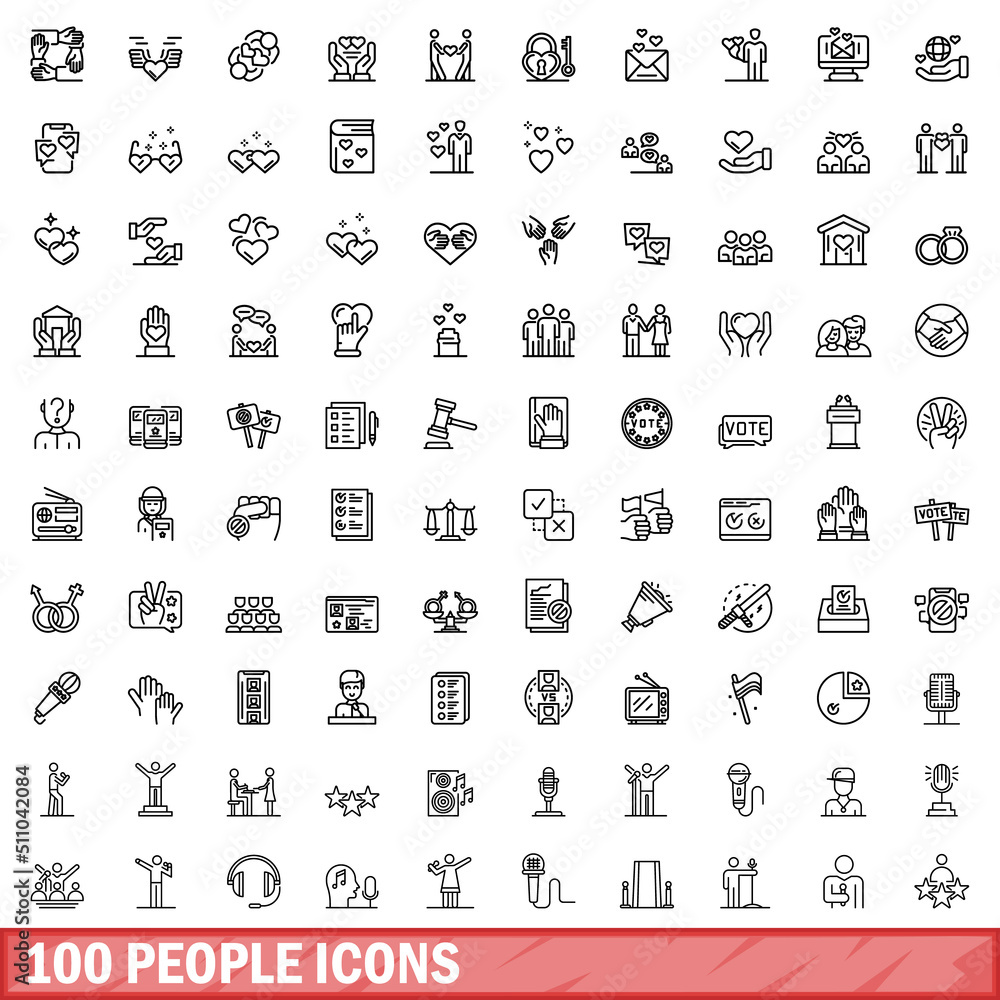 100 people icons set. Outline illustration of 100 people icons vector set isolated on white background 100 people icons set. Outline illustration of 100 people icons vector set isolated on white background