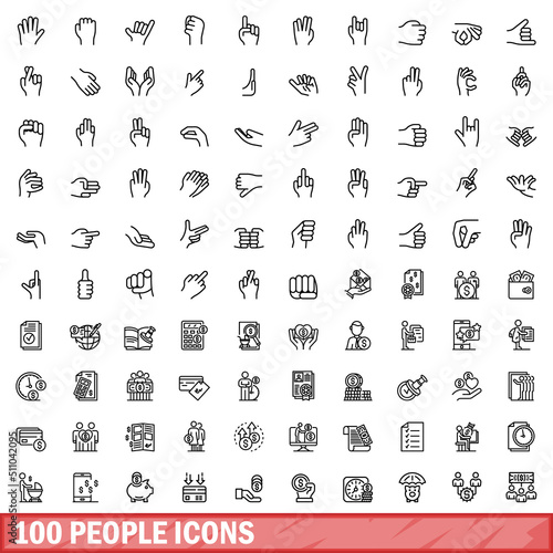 100 people icons set. Outline illustration of 100 people icons vector set isolated on white background